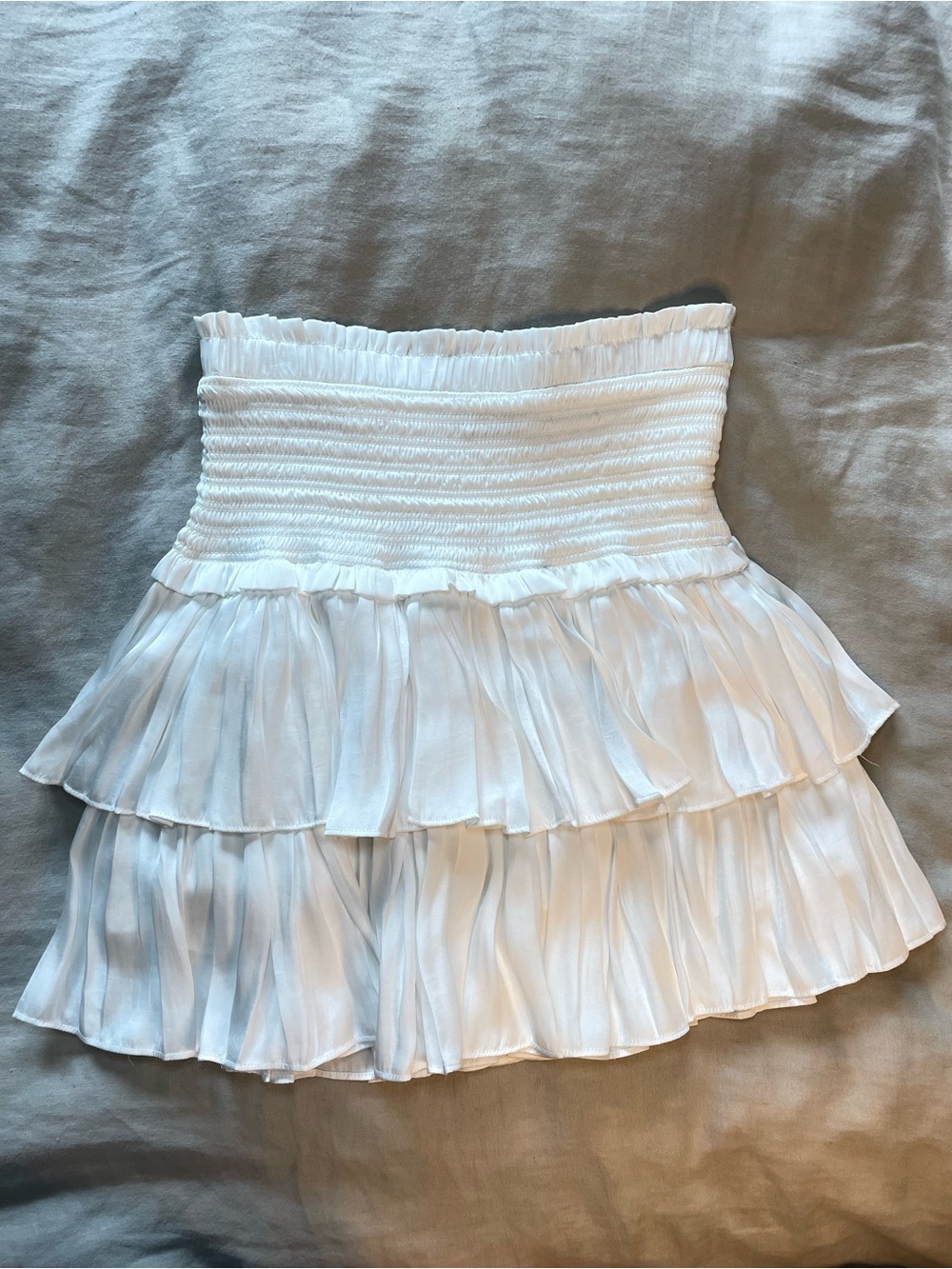 White Strapless Ruffle Top - Picture 4 of 5